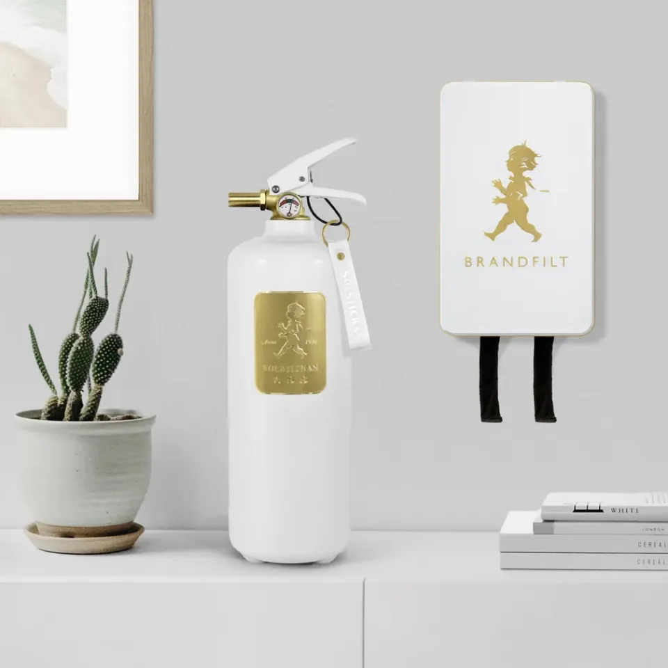 Clearance Solstickan Design Extintor Solstickan 2 kg, Blanco-dorado BlancoColor dorado