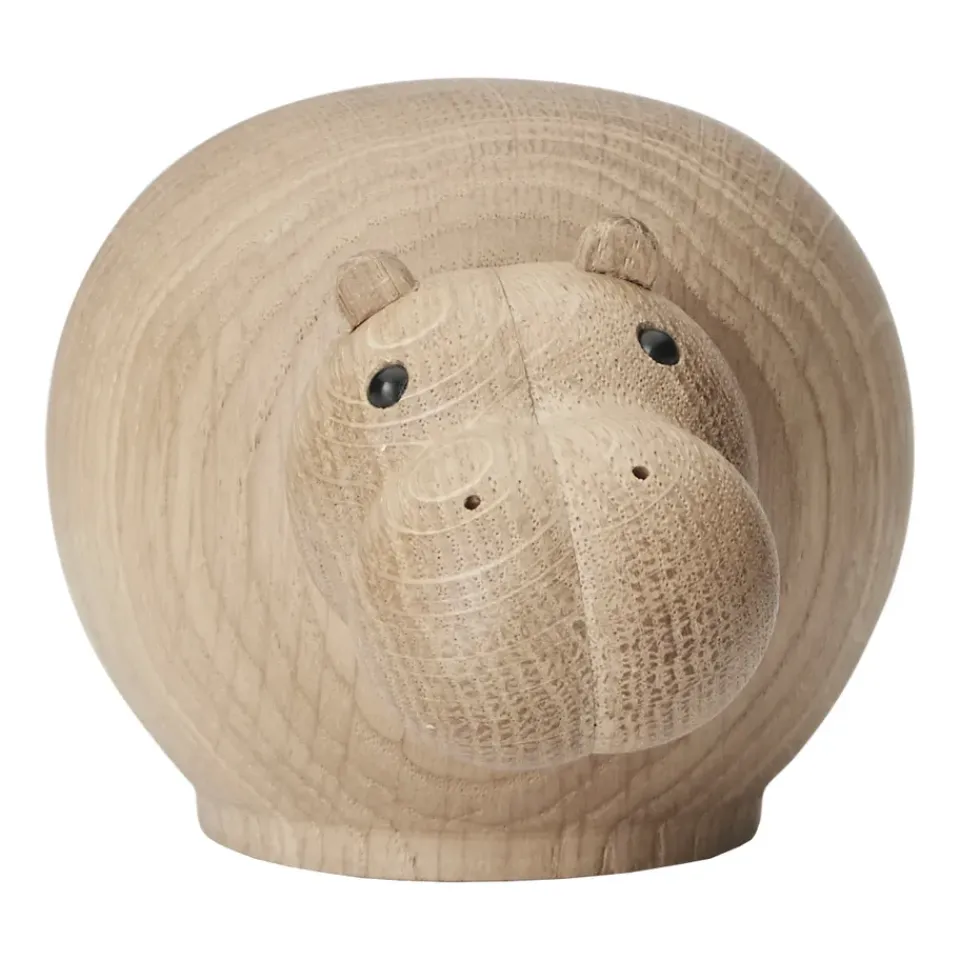 Discount Woud Figura de madera Hibo hipopótamo, Small Marrón