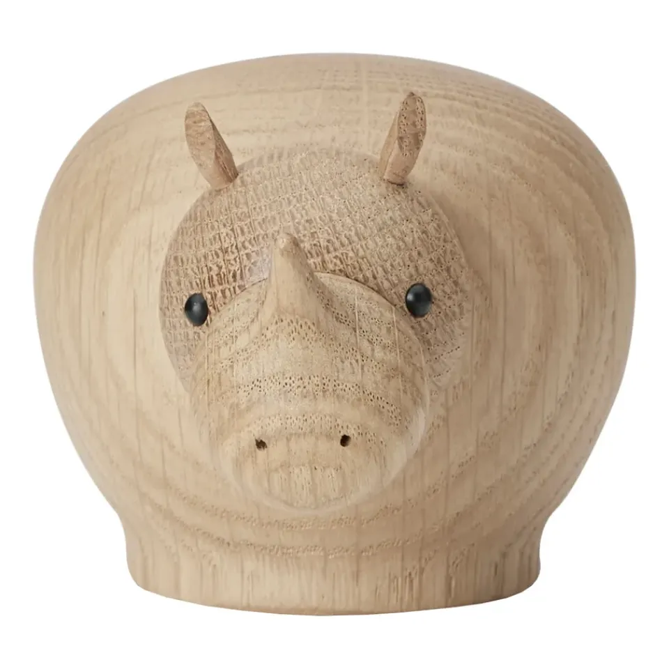 Hot Woud Figura de madera Rina rinocerante, Small Marrón