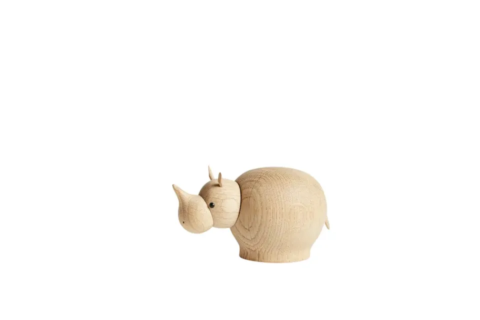 Hot Woud Figura de madera Rina rinocerante, Small Marrón
