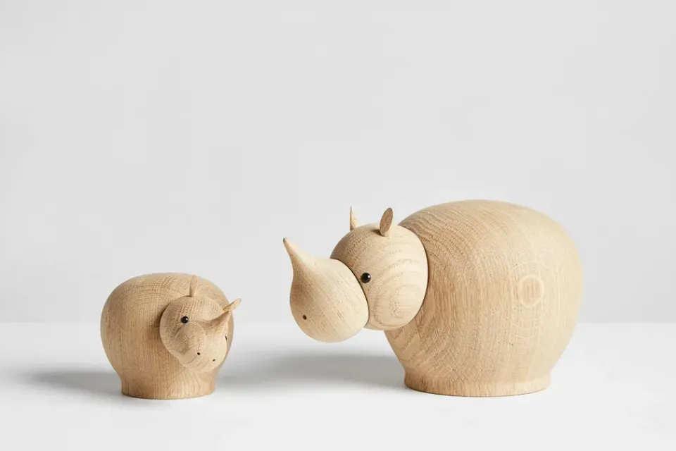 Best Woud Figura de madera Rina rinocerante, Medium Marrón
