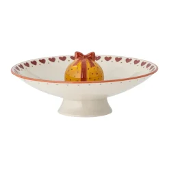 Sale Bloomingville Fuente con pie Jolly Ø24 cm, Blanco-rojo RojoBlanco