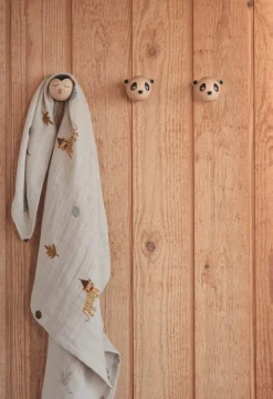 Outlet OYOY Gancho de pared Mini, Panda BeigeNegro