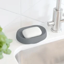 Discount Bosign Jabonera con drenaje oculto silicona large, Grafito Gris