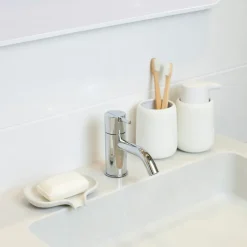 Discount Bosign Jabonera con drenaje Soap Saver Flow hormigón, Blanco
