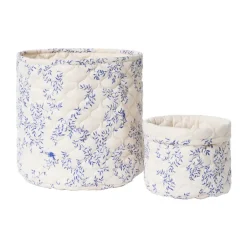 Sale Garbo&Friends Jardim Satin cesta acolchada 2 piezas, 20xØ20 cm + 30xØ30 cm Azul