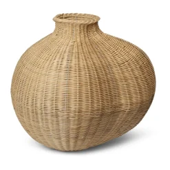 Outlet Ferm Living Jarrón de suelo trenzada Bola, Natural Beige