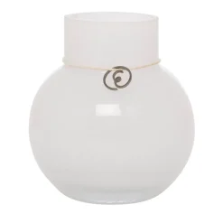 Best ERNST Jarrón de vidrio redondo , H10 cm Ø9 cm Blanco