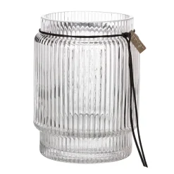 Clearance ERNST Jarrón de vidrio acanalado, Ø8 cm Transparente