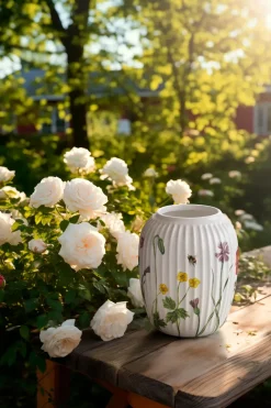 Sale Kähler Jarrón Hammershøi Summer 21 cm, Wild flowers Blanco