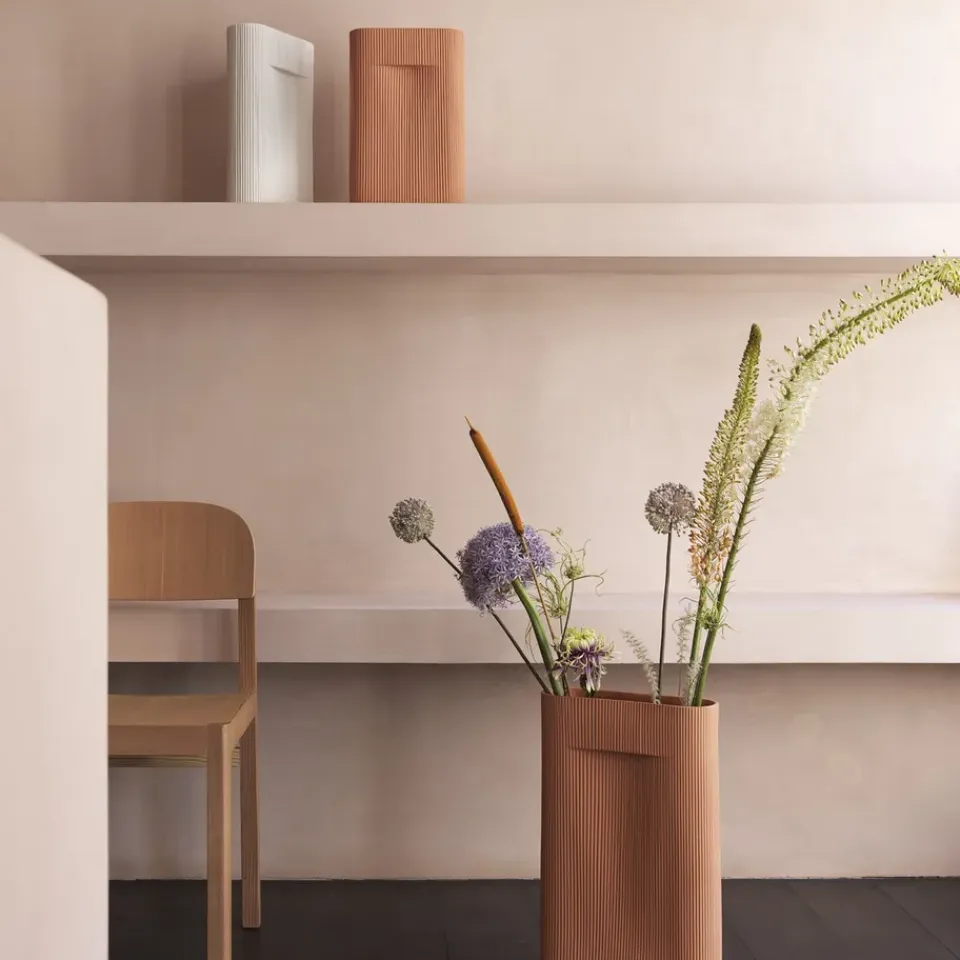 Clearance Muuto Jarrón Ridge 35 cm, Off white Blanco