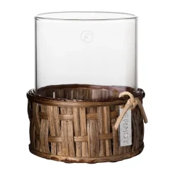 Clearance ERNST Jarrón/portavelas en cesta, oscuro, Ø7×8,5 cm Marrón