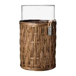 Clearance ERNST Jarrón/portavelas en cesta, oscuro, Ø10×18 cm Marrón