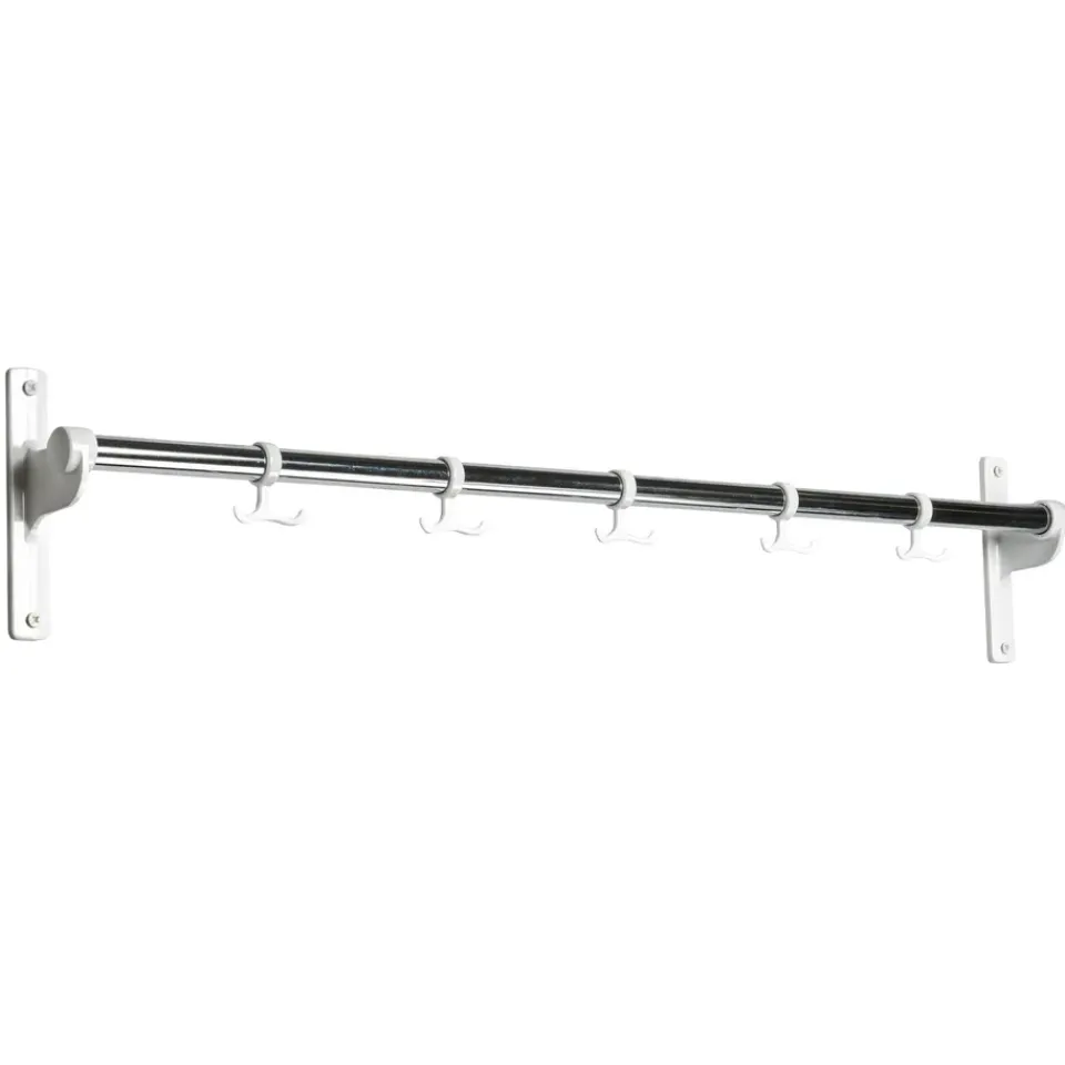 Essem Design Listón de ganchos Nostalgi 100 cm, cromo/blanco PlateadoBlanco