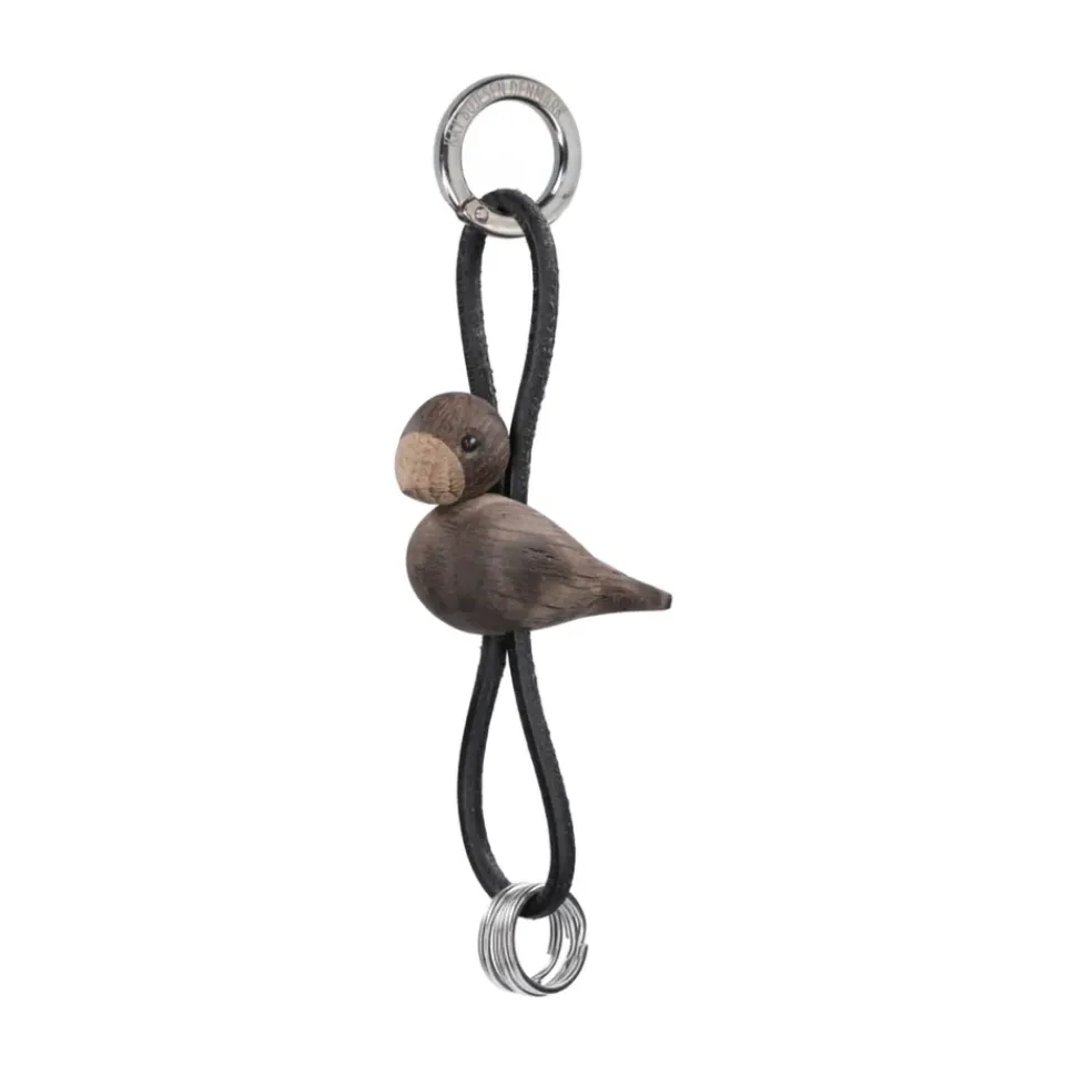 Outlet Kay Bojesen Denmark Llavero de pájaro Kaj Bojesen, Roble ahumado, cuero negro Marrón