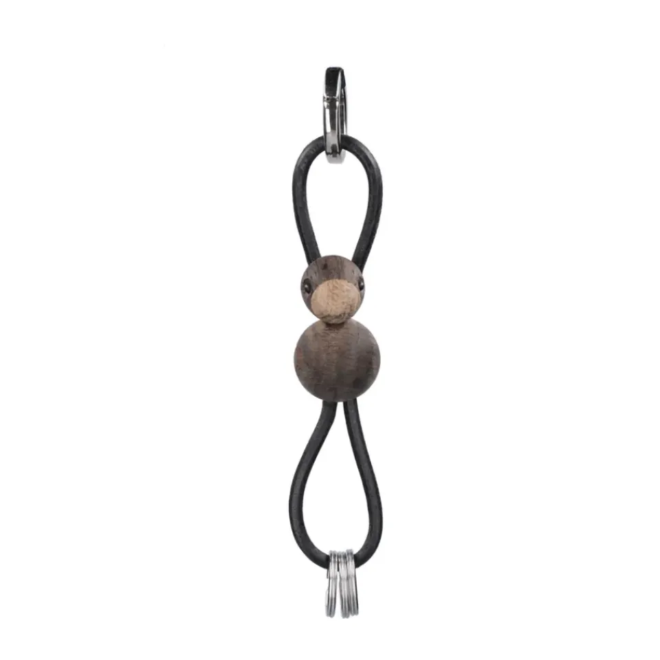 Outlet Kay Bojesen Denmark Llavero de pájaro Kaj Bojesen, Roble ahumado, cuero negro Marrón