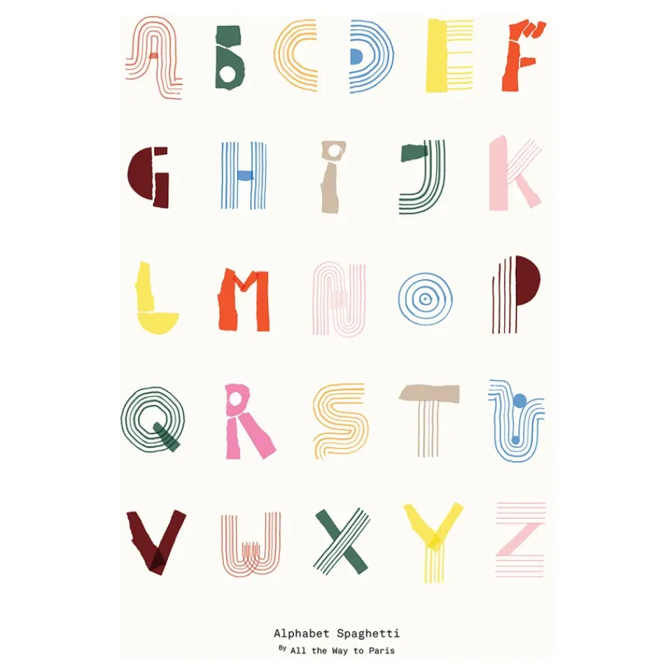 Sale Paper Collective Lámina Alphabet Spaghetti ENG -colour, 70x100 cm Multi