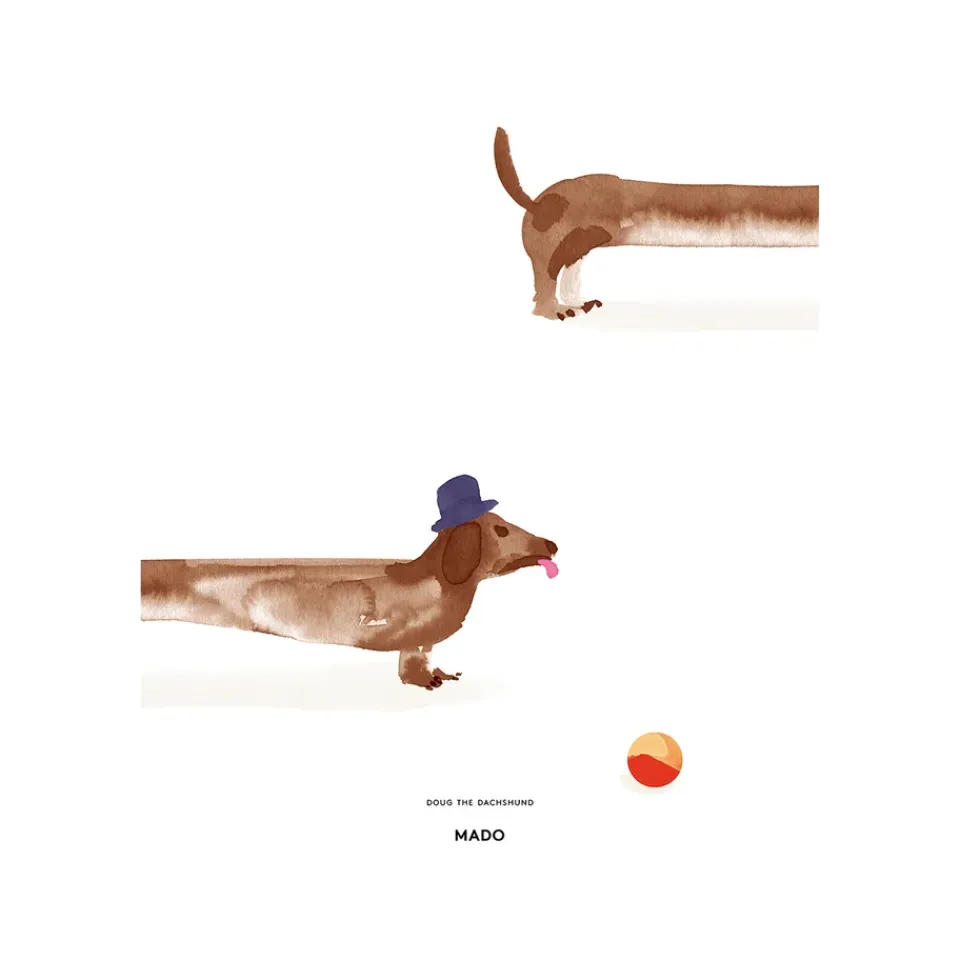 Paper Collective Lámina Doug the Dachshund, 50x70 cm BlancoBeige