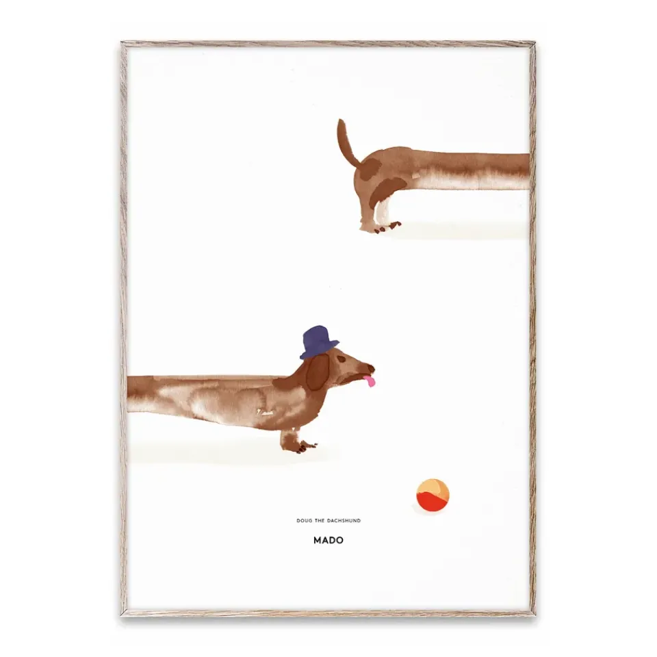 Paper Collective Lámina Doug the Dachshund, 50x70 cm BlancoBeige