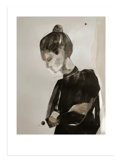 Hot Anna Bülow Lámina Falling object, 50x70 cm BeigeNegro