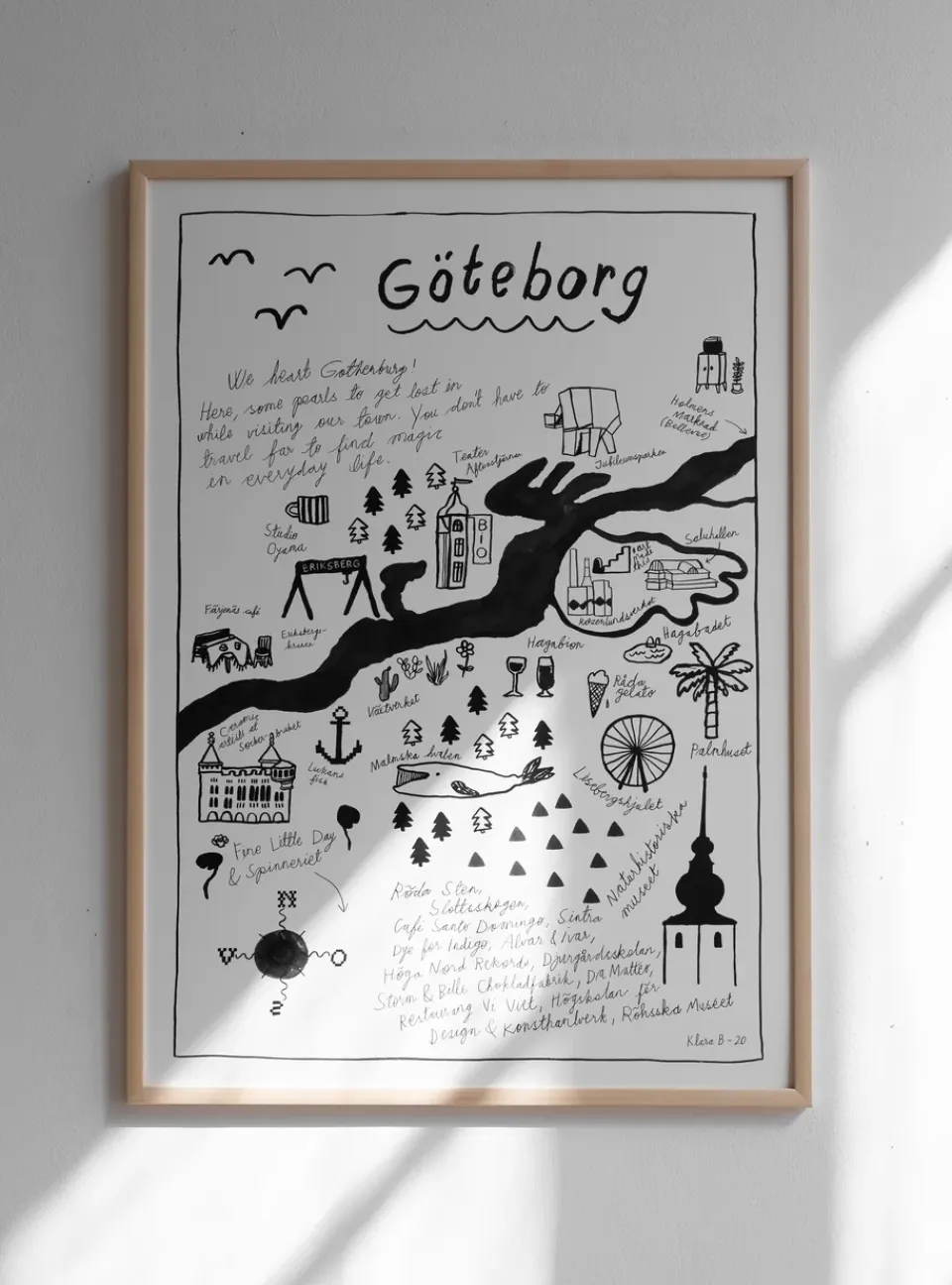 Clearance Fine Little Day Lámina Göteborg, 50x70 cm AzulNegroBlanco