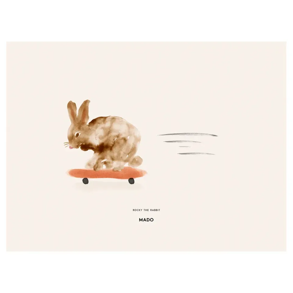 Outlet Paper Collective Lámina Rocky the Rabbit, 30x40 cm BeigeBlancoNaranjaMarrón