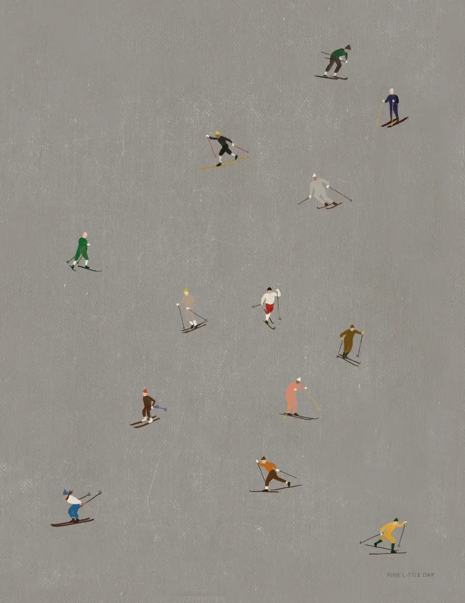 Outlet Fine Little Day Lámina Skiers 40x50 cm, Gris