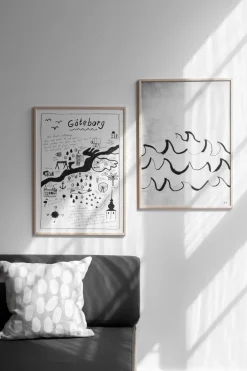 Online Fine Little Day Lámina Wave 50x70 cm, negro-blanco GrisNegroBlanco
