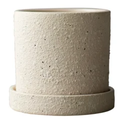 Hot DBKD Maceta Ø10 cm con platillo Grow, Creme structure Beige