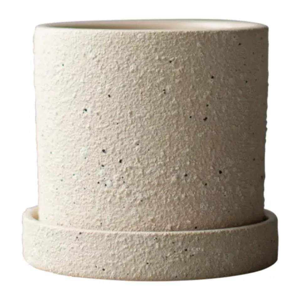 Hot DBKD Maceta Ø10 cm con platillo Grow, Creme structure Beige