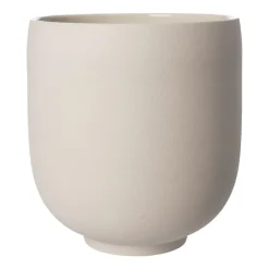 Best ERNST Maceta con pie natural, H28 cm Ø26 cm Blanco