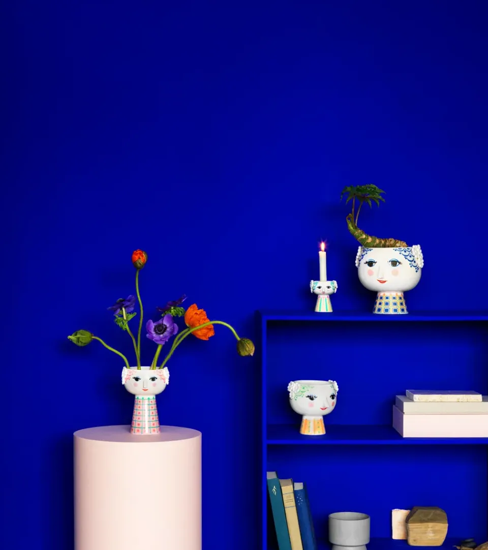 Hot Bjørn Wiinblad Maceta con pie Eva Ø21 cm, Azul