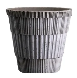 Hot Bergs Potter Maceta con plato Atlas raw, Grey, Ø25 cm Gris