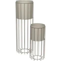 Sale Broste Copenhagen Maceta con soporte Fenja 2 piezas, Simply taupe Beige