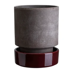 Clearance Bergs Potter Maceta Hoff, Ø14 cm, Raw Grey-Deep Burgundy GrisPúrpura