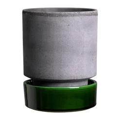 Hot Bergs Potter Maceta Hoff, Ø18 cm, Raw Grey-Emerald Green GrisVerde