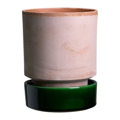 Bergs Potter Maceta Hoff, Ø16 cm, Raw Rosa-Emerald Green RosaVerde