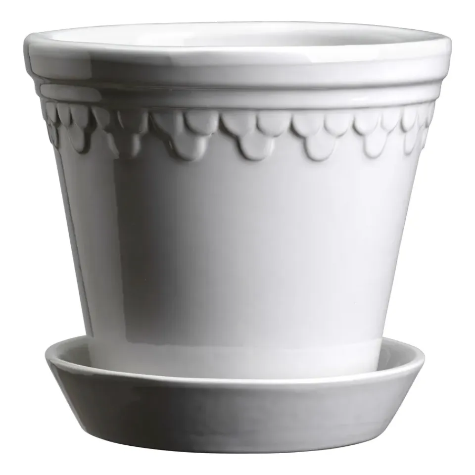 Sale Bergs Potter Maceta Københavner esmaltada Ø10 cm, Mineral White Blanco