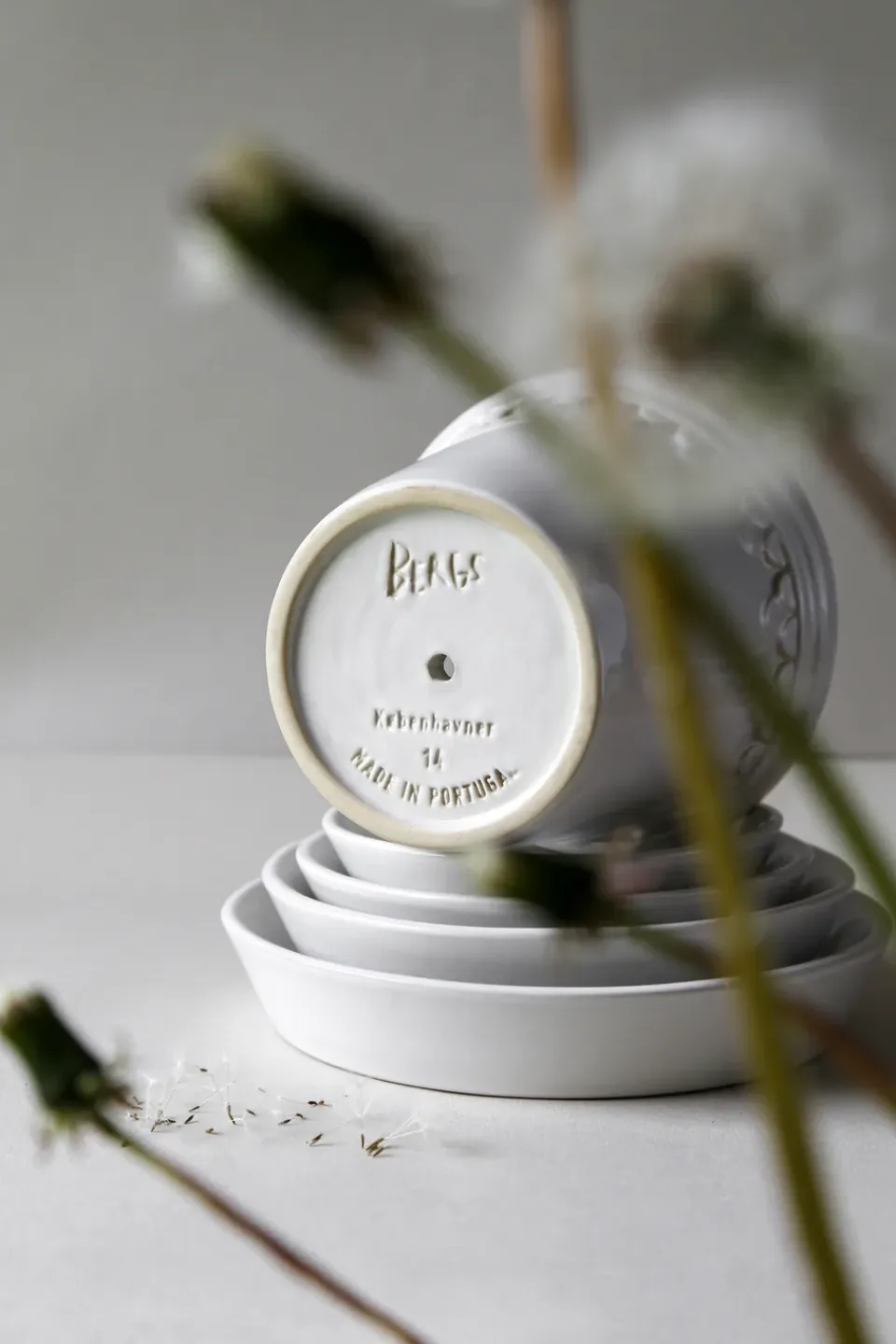Sale Bergs Potter Maceta Københavner esmaltada Ø10 cm, Mineral White Blanco