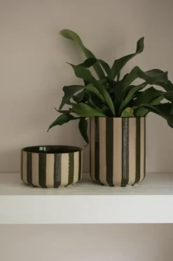 Outlet DBKD Maceta Line Ø14x16 cm, con rayas Verde