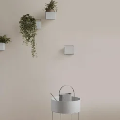 Ferm Living Macetero Plant Box redondo, claro Gris