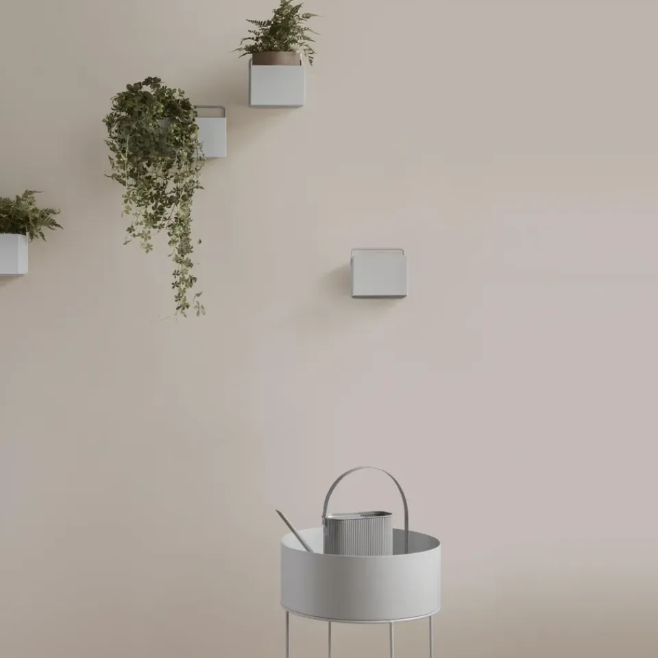 Ferm Living Macetero Plant Box redondo, claro Gris