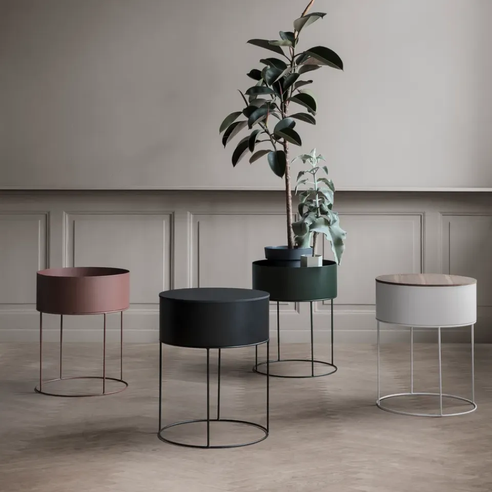 Outlet Ferm Living Macetero Plant Box redondo, Negro
