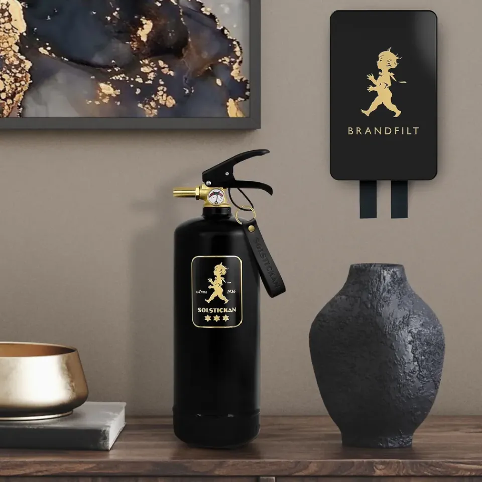 Discount Solstickan Design Manta ignífuga Solstickan 16x2,7x25 cm, Negro-oro NegroColor dorado