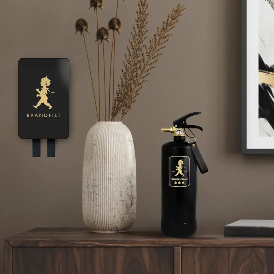 Discount Solstickan Design Manta ignífuga Solstickan 16x2,7x25 cm, Negro-oro NegroColor dorado