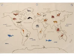 Clearance Ferm Living Mapa de tela The world, Offwhite Beige