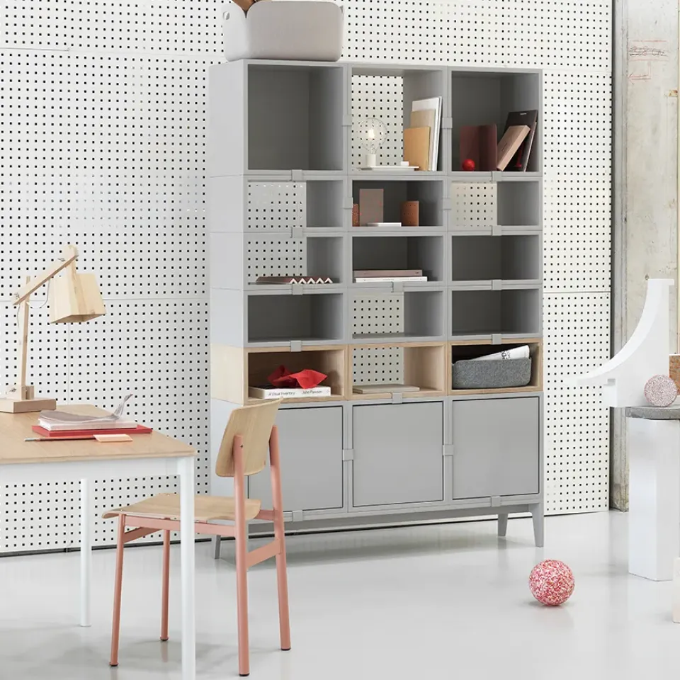 Hot Muuto Módulo de estantería Stacked 2.0 con fondo, small, roble Marrón