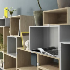 New Muuto Módulo de estantería Stacked 2.0 con fondo, large, roble Marrón