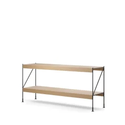 New Audo Copenhagen Módulo de estantería Zet, Natural oak, 1x2, black steel base Beige