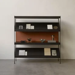 New Audo Copenhagen Módulo de estantería Zet, Natural oak, 1x2, black steel base Beige